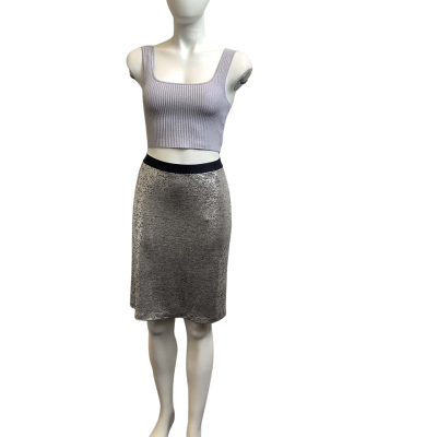 Brand New Veronika Maine Womens  Size 6 Metallic Mini Skirt Silver / Black