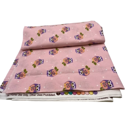 Cotton Mix Fabric Owls On Pink 113 x 208 cm  FAB3