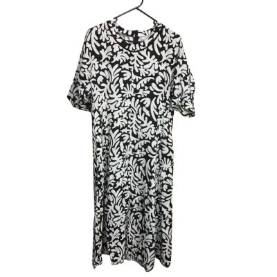 Veronika Maine Womens  Size 12 Linen Blend Black & White Midi Dress 