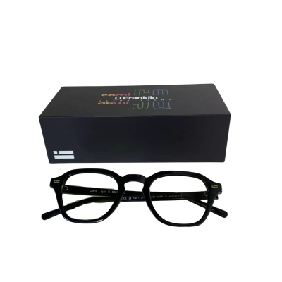 D. Franklin Ultra Light S. Square Sunglasses. Black/Green lenses 