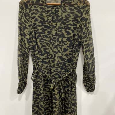 Witchery Womens  Size 8 Long Sleeve Dress Black  / Khaki 