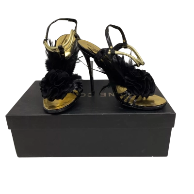 Wayne Cooper Women's Size 36.5 Leather Heels Black  / Gold 