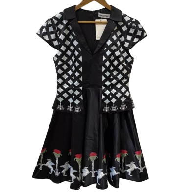Mackenzie Mode Size 12 Black/ Pattern Midi Dress