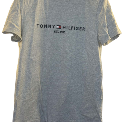 Tommy Hilfiger Mens  Size M Short Sleeve Shirt Grey / Navy Blue / Red 