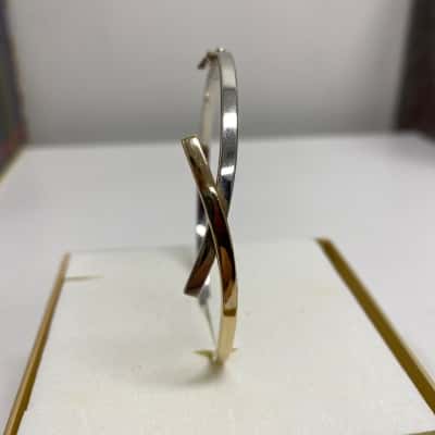 Solid 9ct Gold Two Toned Hinged Bypass Bangle