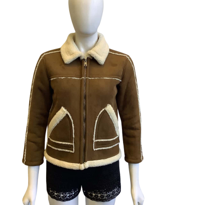 Ghanda Girl's Size Large Faux Sherpa Jacket Brown 