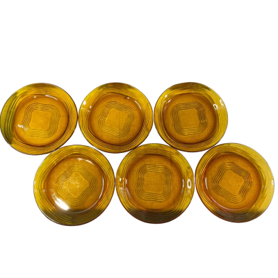 Vereco Duralex Amber Glass Bread Plates Set of 6