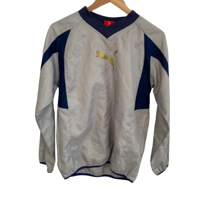 Puma Mens  Size M Long Sleeve Shirt Grey / Navy Blue 