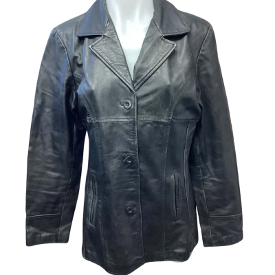 Vintage look Leather Jacket - Size 10 Black   