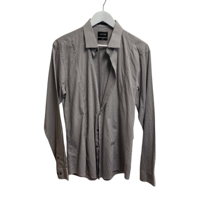 Pierre Cardin Mens Slim Business Shirt Black  / Checked / White 