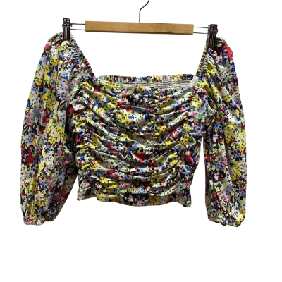 Zara Womens Multicoloured Floral Crop Top Size L 