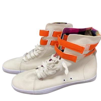  Mens Momentum Roger 2-strap  Size 11 Hi-top Canvas Sneakers Off White / Orange 