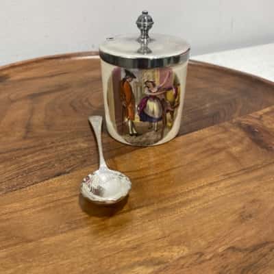 Staffordshire Condiment  Container w/spoon