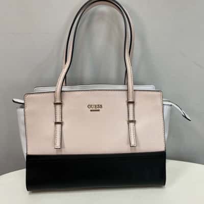 Guess Womens Medium Handbag / Shoulder Bag Black  / Pink  / White 