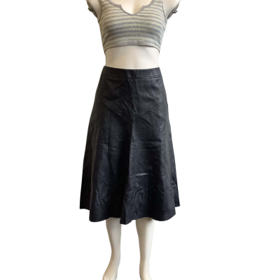 Saba Women's Size 10 Faux Leather Midi Skirt Black  