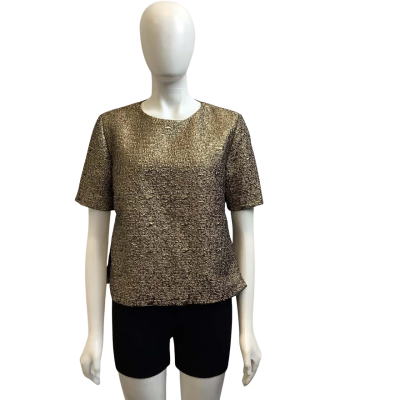By Malene Birger Womens  Size 8 Short Sleeve Metallic Top Bronze