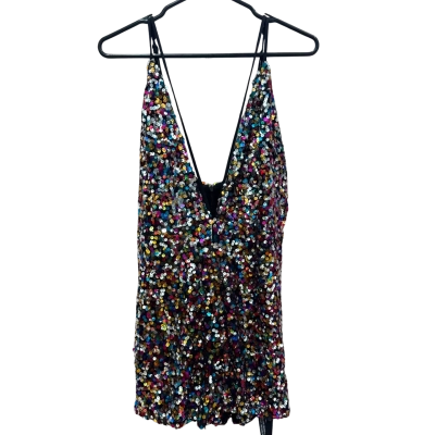 Pretty Little Thing Womens  Size 14 Plunge Playsuit Sequin Colorful