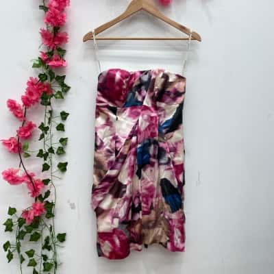 Karen Millen Womens Silk Strapless Dress Size 10 Multicoloured 