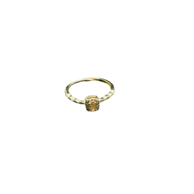 Elegant Gold-Tone Sterling Silver Ring with Pink Princess-Cut Stone #SterlingSilver #PinkGem #AdjustableRing