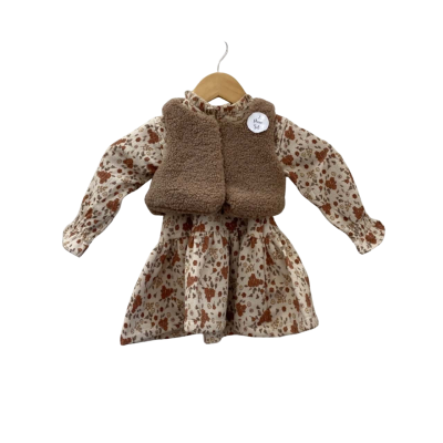 Miss  Kids  Size 9-12m Dress Brown / Floral and Vest Set