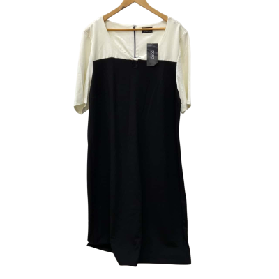 Sara - Black and Ivory Colour Block Dress in Size 26