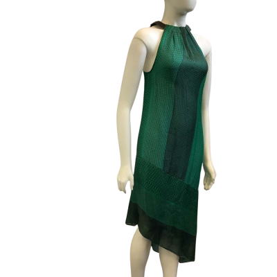 Scanlan Theodore Womens  Size 8 Halter Neck Silk Midi Dress Green Mix