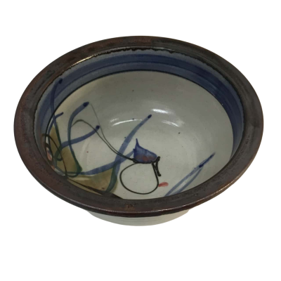Floral Pottery Bowl Approx 23cm diameter 10cm high