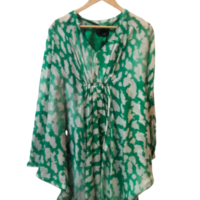David Lawrence Womens  Size L Butterfly Kaftan Green 