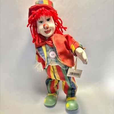 Vtg. Wind Up Porcelain Musical Clown