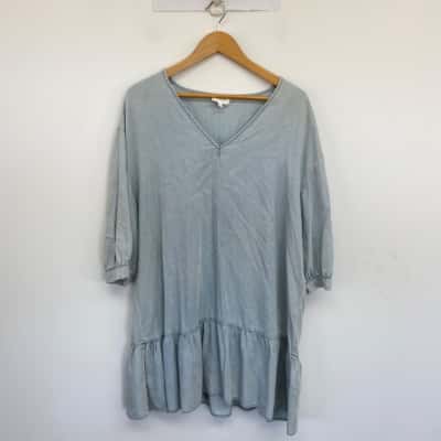 Seed Heritage Blue Denim Look Short Sleeve Mini Dress  Size 16 