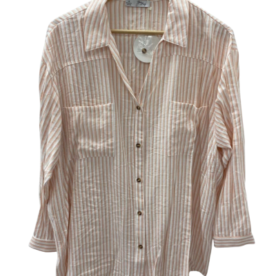 Yours truly Womens  Size 12 Long Sleeve Shirt Pink  / Striped / White 