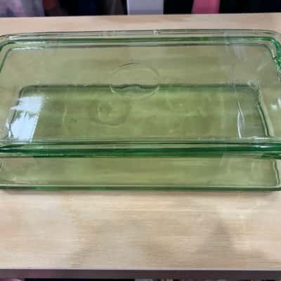 Vintage, Green, Depression, Glass, Food container, 