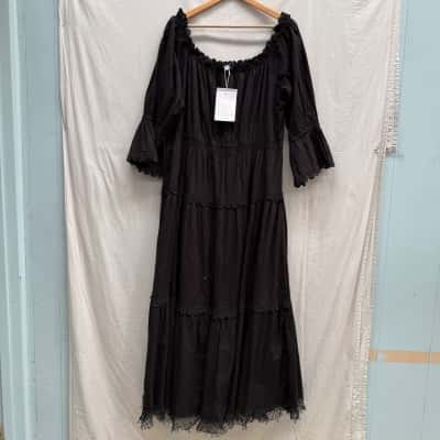 BNWT THE POETIC GYPSY Black Off The Shoulder Dress Size 20