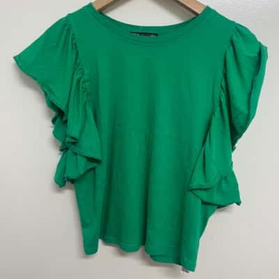 Zara Women's Size M Short Sleeve Shirt - Green