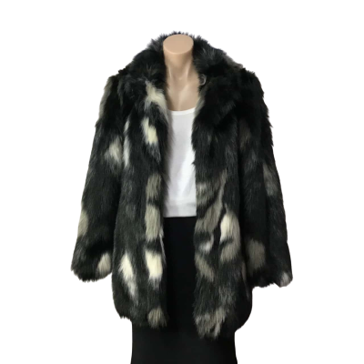 Wayne Cooper Womens Size XS Black / Grey / White Faux Fur Jacket