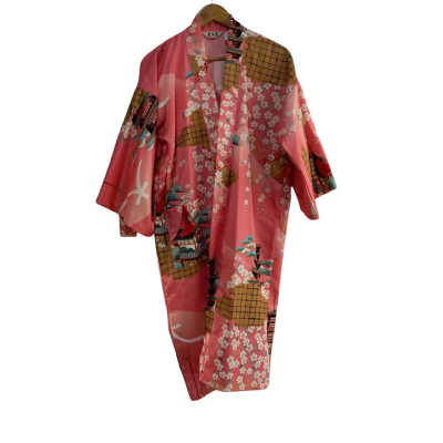 Juguem Pink Cherry Blossom Dojo Pattern Kimono MADE IN JAPAN