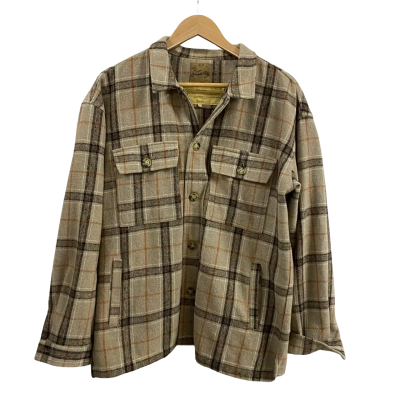 Womens Ottway the Label Size L Henderson Flannel Shirt Brown Plaid
