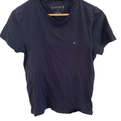 Tommy Hilfiger Mens  Size S 100% Organic Cotton Short Sleeve Shirt Navy Blue 