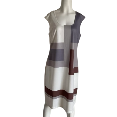 Tendency Womens  Size 40 / M Mini Dress / Sleeveless Dress Grey / Pattern / White / Burgundy