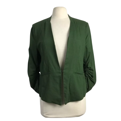 Katies Womens  Size 10 Linen Blend Ruche Sleeved Jacket