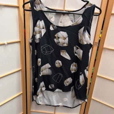 ELK Womens Top Size S Sleeveless Top Gold / Navy Blue / White 