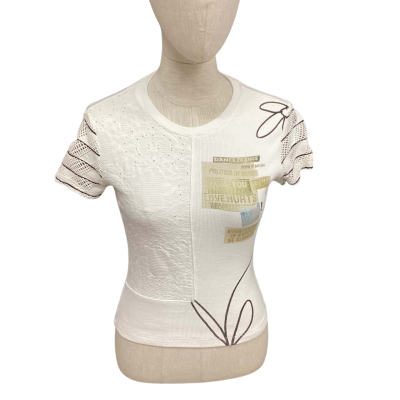 Desigual Womens  Size S Short Sleeve Shirt White 