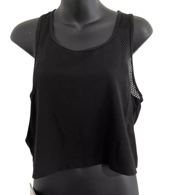 Lorna Jane Womens  Size M Cropped, Mesh Tank Top Black  RRP $59.99