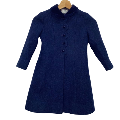 Harris Tweed Kids Size 6 Blue Wool Coat