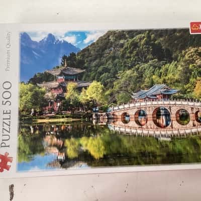 Trefl 500-piece jigsaw puzzle of scenic image of the black dragon pool in Lijiang, China