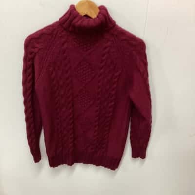 Wool over Womens  Aran polo jumper (d)