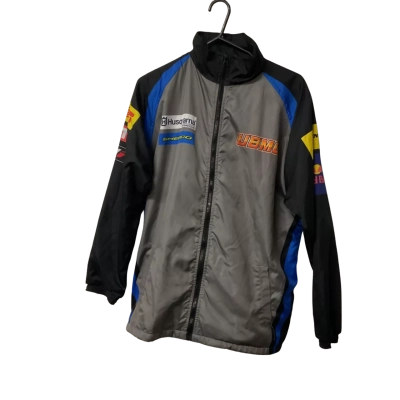 Mens SFA Size L Front Zipper Black  / Blue / Grey 