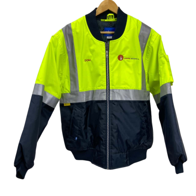 Worksense - Mens High Vis Jacket - Size L - Black  / Grey / Green