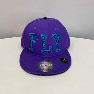 Air Jordan “FLY” Mens Size 7.5 Cap Purple / Teal Holographic/Size Stickers Intact