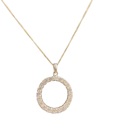 Angus & Coots Stirling Silver 22cm drop Womens cubic zirconia circle Necklace 